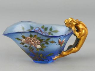 Chinese Exquisite Handmade Flower Bird Pattern Glass Cup
