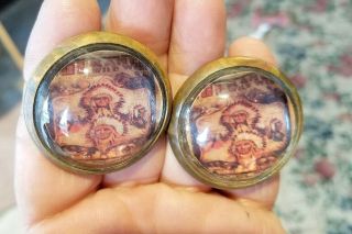 54 - 22 Pair Vintage Glass Rosettes 101 Ranch Wild West Show With Indians