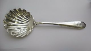 Large Vintage S.  Kirk & Son Wadefield Sterling Solid Shell Berry Casserole Spoon