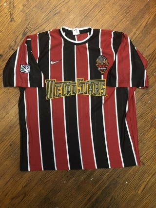 Sz.  L 1990s Metrostars Jersey Mls Redbulls York Vintage Ny Nj 90s Large