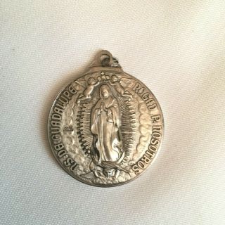 Vintage CREED Sterling Silver Jesus Virgin Mary Large Disc Pendant 3