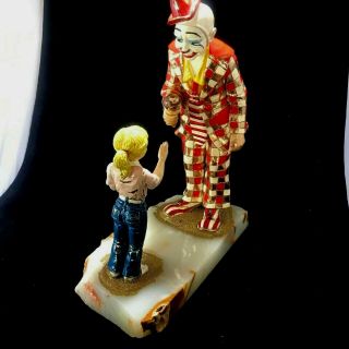 Rare Vintage Ron Lee The Frosty Clown With Little Girl 14 " Onyx Base 1984 24k G