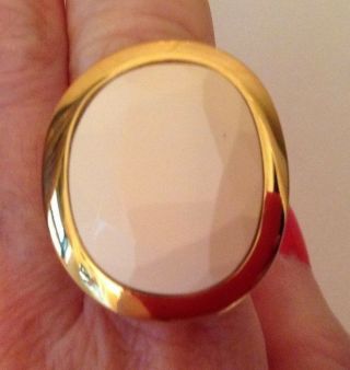 Collectors Item: Kenneth Jay Lane White Onyx Statement Ring Size 5