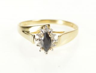 14k Marquise Sapphire Diamond Halo Bypass Ring Size 7 Yellow Gold 10
