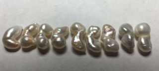 Vintage Mississippi River Pearls White TWINS - FIND RARE 9 Pearls 2