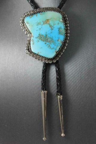 Vintage Navajo Turquoise Sterling Silver Bolo Tie