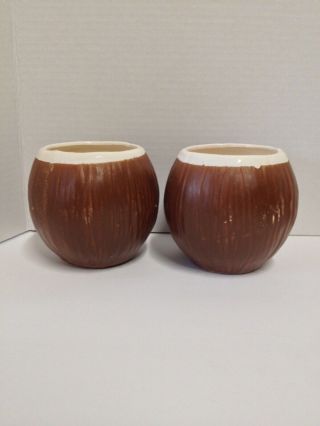 Vintage Trader Vic ' s Ceramic Coconut Mugs 60 ' s/70 ' s Set Of 6 3