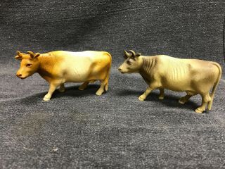 2 Vintage Celluloid - Viscoloid Co.  Bulls/cows Plastic Animals