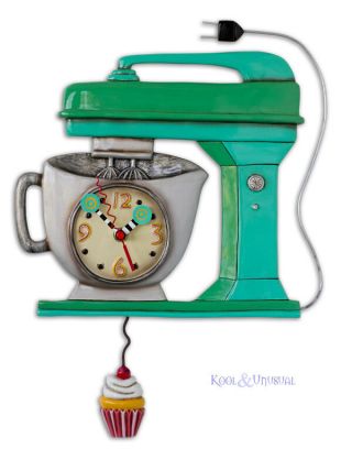 Funky Green Vintage Mixer Cafe Designer Wall Clock By Allen Designs