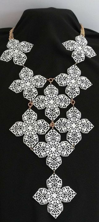 Vintage Floral Bib Statement Necklace Napier Wedding Bridal Bertolli Book Piece