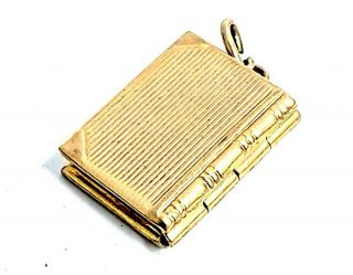 Antique 14K Yellow Gold 3 Dimensional Lords Prayer Bible Locket Charm Pendant. 5