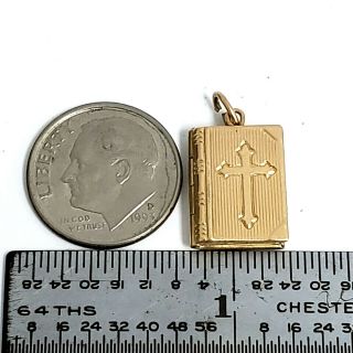 Antique 14K Yellow Gold 3 Dimensional Lords Prayer Bible Locket Charm Pendant. 8