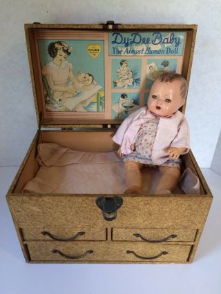 EFFANBEE DY DEE BABY DOLL w/4 DRAWER CASE & MANY ACCESSORIES w/FRIEND 2