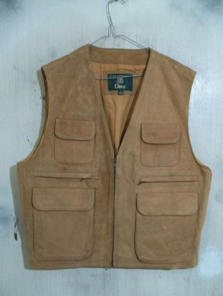 Vintage Orvis Leather Vest Waist Gilet Jacket Size L Hunting Shooting Fishing