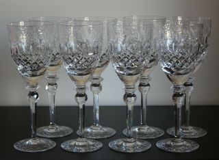 8 Vtg.  Tall Rogaska Gallia Cut Crystal Water Goblets Stemware Signed 9 1/4 "