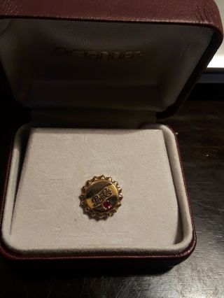 Vintage 10k Gold Pepsi Employee Service Pin With Ruby