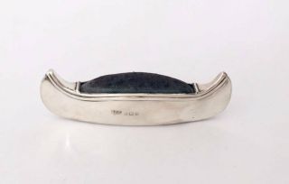Antique Solid Silver Novelty Canoe Pin Cushion C.  1907 (r3020d)