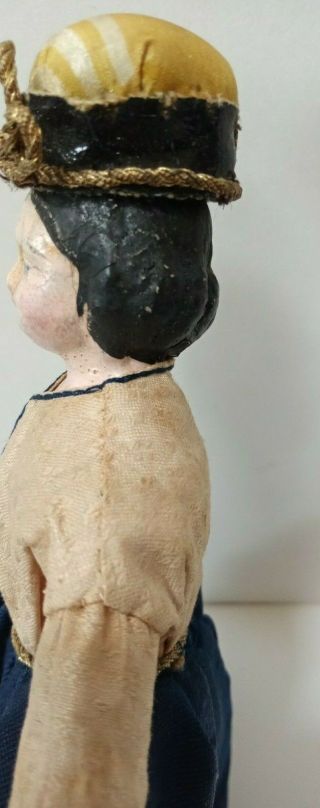 Antique Paper Mache Milliners Model Doll w/ Wooden Blue Banded Arms & Legs 5