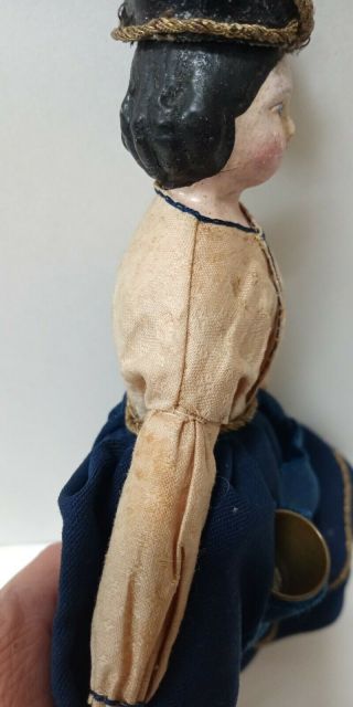 Antique Paper Mache Milliners Model Doll w/ Wooden Blue Banded Arms & Legs 6