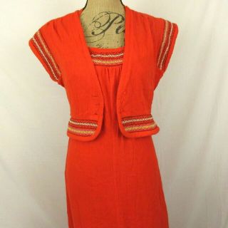 Vintage Young Edwardian by Arpeja Dress & Jacket Orange Halter Maxi Crop Blazer 2