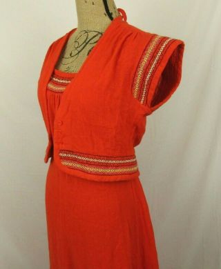 Vintage Young Edwardian by Arpeja Dress & Jacket Orange Halter Maxi Crop Blazer 5
