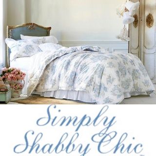 Simply Shabby Chic Rachel Ashwell King Comforter Bella Misty Blue Vintage Roses