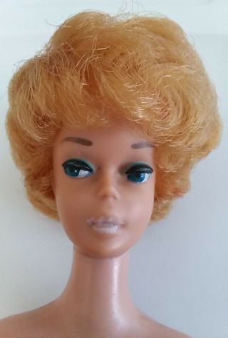 Vintage Barbie Doll 1961 White Ginger Bubble Cut Pale Lips/red Nail Toe Paint