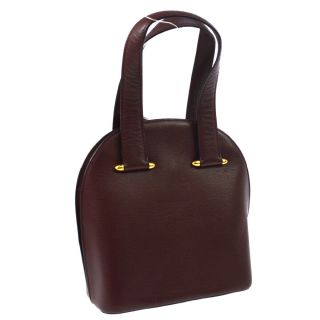 Authentic Cartier Logos Hand Bag Purse Bordeaux Leather France Vintage Ak28633