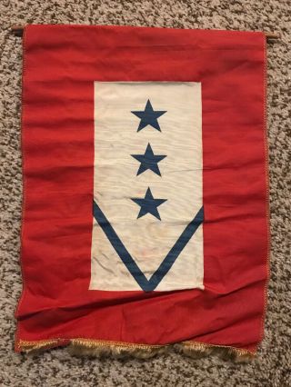 Vintage Wwii Sons In Service Silk Flag Banner 3 Star With Chevron Home Front