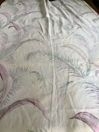 3 Vintage Barkcloth Fabric Curtain Panels - Tropical Leaves - 84” X 41” 2