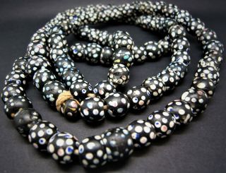 Venetian Antique Skunk Eye Beads Black White Spotted Glass African Trade Beads
