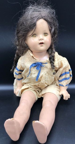 Vintage 19 " Composition Effanbee Doll Mary Ann Haunted Creepy Wooden