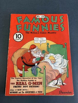 Famous Funnies 29 (1936) Christmas Cvr - Vintage Golden Age Comic Book -