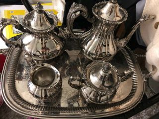 Reed And Barton Silverplate Tea Set And Tray