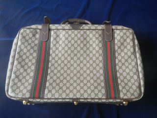 Vintage 80s Gucci Gg Monogram 23 " Inch Suitcase Luggage Travel Bag Rare
