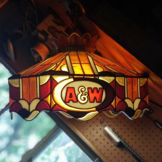 Vintage A&w Root Beer Chandelier Light Hanging Lamp Shade Aw Anw Sign Bar Booth