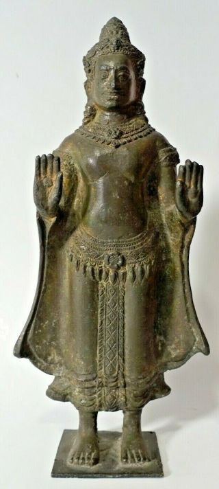 Antique / Vintage Solid Bronze Metal Khmer Buddha 10 