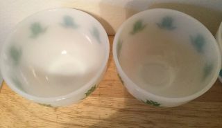 4 Vintage Fire King Cottage Cheese Bowls w/Green And Aqua Tulip Pattern 3