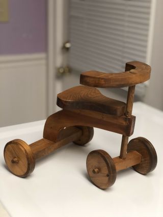 Antique Vintage Wooden Toy Tricycle Doll Size Old Folk Art Very Cute
