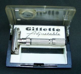 Vintage Gillette 1959 E2 Fatboy Adjustable Safety Razor With Case
