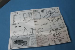 Rare Vintage ' 50s Ace Models Hot Rod Roadster Pick - Up Model Car Kit 4