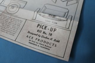 Rare Vintage ' 50s Ace Models Hot Rod Roadster Pick - Up Model Car Kit 6