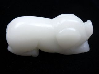 Hetian Jade Hand Carved Large Pendant Sculpture Lovely Seated Piggy 12181807