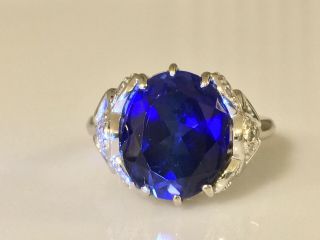 Vintage Sapphire And Diamond Ring In White Gold