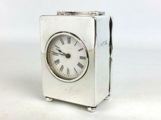 Antique Silver Miniature Carriage Clock 1900 Henry & Albert Batson Eight Day