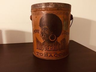 Vintage 1800s N - Hair Tobacco Tin - Pre Biggerhair - Antique - Black Americana