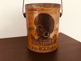 Vintage 1800s N - hair tobacco tin - pre Biggerhair - antique - Black Americana 2