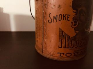 Vintage 1800s N - hair tobacco tin - pre Biggerhair - antique - Black Americana 7