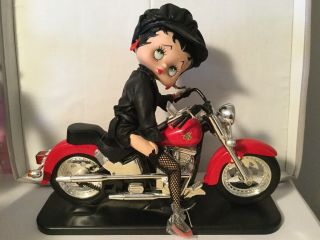 Vtg Rare Large Biker Betty Boop On A Motorcycle Figurine 11 ¾  Tall Sounds