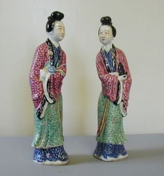 Large Pair Chinese Export Famille Rose Figures.  / Signed China & Chinese Stamp